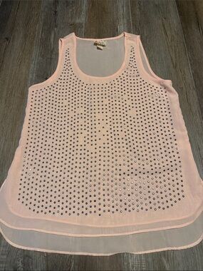 Pretty Rebellious Sleeveless Pink Studded Layered Chiffon Tank Top